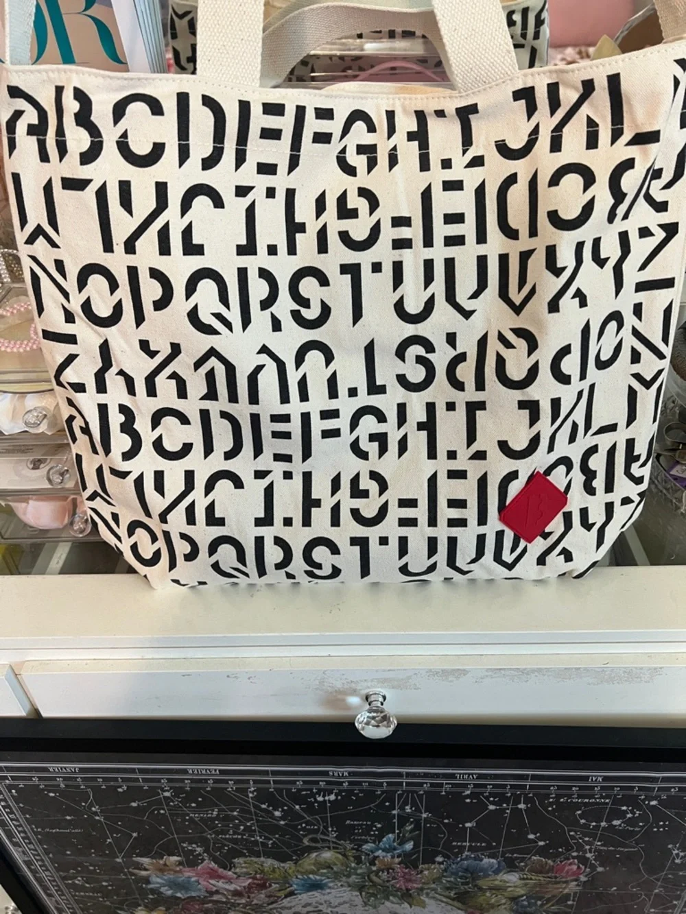 Byredo Canvas Alphabet Tote Bag with Red Accent - Picture 4 of 6